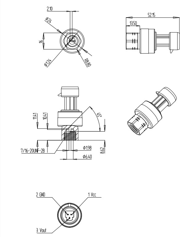 WNK HVAC Kühldrucksensor Drucktransmitter 0,5-4,5v 0